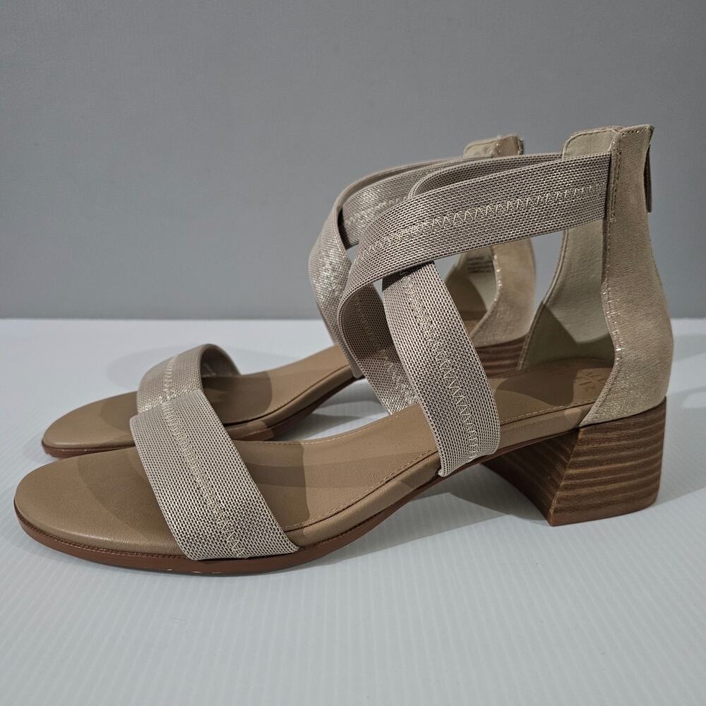 Donald J. Pliner Beige Strappy Block Heel Sandals